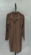 Quince Women Eco-Knit Button-Up Sweater Dress Warm Taupe Basic Sleeved M