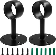 1-1/2 Inch Curtain Rod Ceiling-Mount Bracket Stainless Steel Flange Black-2 Pcs