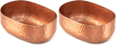 Set of 2 Hammered Copper Aluminum Oval Entrée Baskets - 25 Oz Each