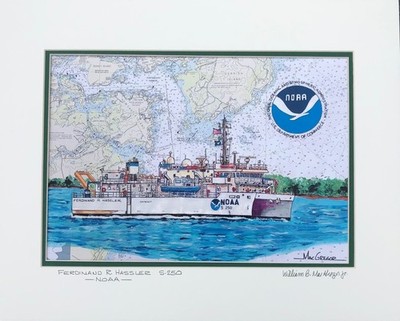 NOAA Ship Ferdinand R Hassler S250 Nautical Chart Art Print  research vessel