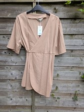 Women's Maternity Wrap Over Top Size UK M Viscose Tan