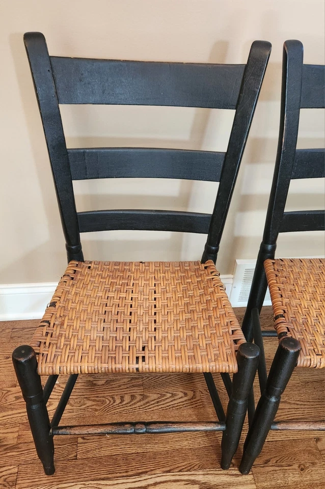摇摇梯背拐杖拉什编织座椅椅子古董复古6件套 — 第 4/4 张图片
