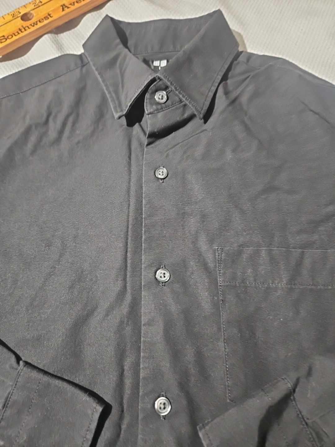 Uniqlo Shirt Mens Small Black Button Down Preppy … - image 3