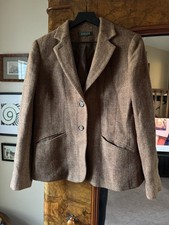 Ralph Lauren Brown Houndstooth Tweed, Wool Blend Blazer, Women s Size 8