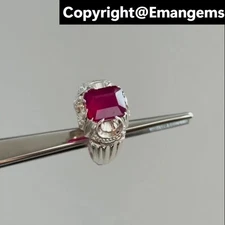Natural Unheated Burmese Red Ruby Ring 925 Sterling Silver Xmas Gift For Her