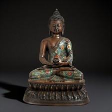 Buddha Figur Bronze China Cloisonne Meditation Skulptur Amitabha 44cm gro&szlig;