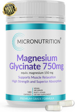 Magnesium Glycinate 750Mg (180 Capsules) High Strength High Absorption - Muscle,