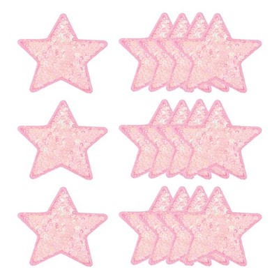20 PCS Sequin Star Iron On Patches 2.6x2.4 Inch Embroidery Clothing Pink