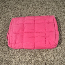 BYOMA Pink Quilted Zipper Makeup Bag Pouch