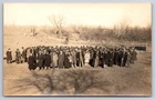 Large Crowd Gathered in Field Rural Scene c1910 Real Photo RPPC