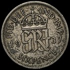 1937 Great Britain SILVER 6 Pence World Coin KM# 852 Sixpence 6p Lot D2-263 — photo 6