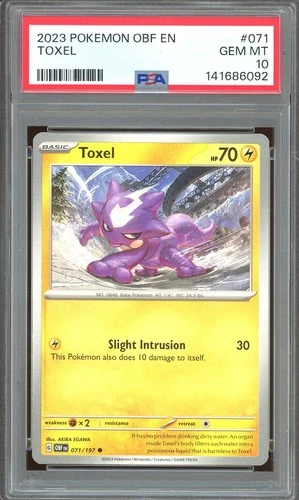 Pokemon TCG Scarlet & Violet Obsidian Flames #071 Toxel PSA 10