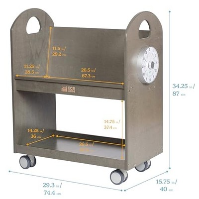ECR4KIDS MOBILE BOOK CART WITH COUNTDOWN TIMER, ELR-3124-GW - GRAY WASH