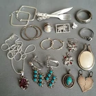 VTG Sterling Silver 925 Jewelry Lot Earrings Rings Pendants Necklace Brooch 42g