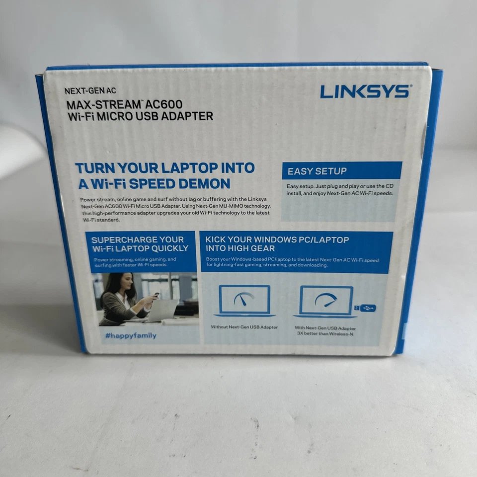 Linksys AC600 MU-MIMO Next-Gen AC Max-Stream Wifi Micro USB Adapter WUSB6100M - Image 3 of 4