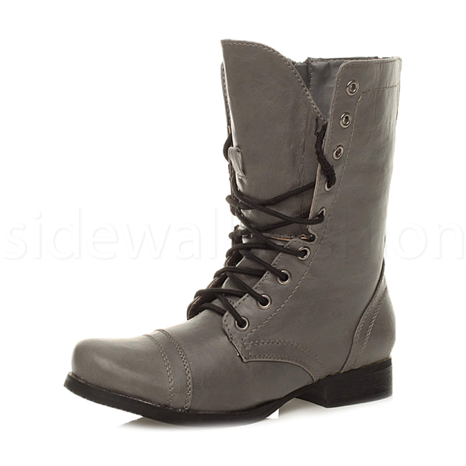 Womens grey combat military work army boots size 3 36