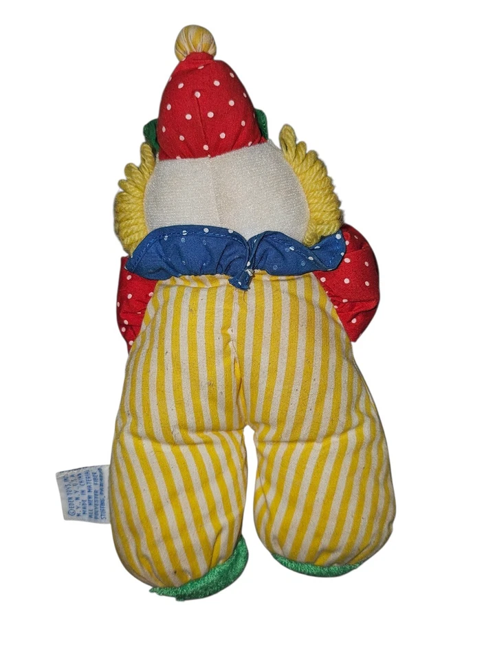 Anillos de sonajero de payaso de peluche Eden Toys de colección de los años 90 juguete para bebé rojo amarillo verde 8,5" Foto 2 de 2
