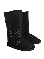 BNWT Little Girls Sz 11 Cherry Lane Long Black Silver Stud Detail Slipper Boots