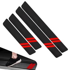 4 PCS Car Door Sill Protectors, Carbon Fiber Sport Style Car Door Sill Protector