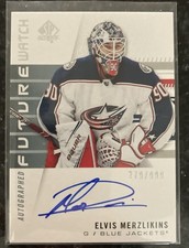 19-20 SP Authentic FW Elvis Merzlikins RC AUTO /999 #191 BLUE JACKETS BV 100
