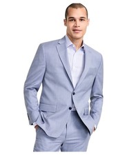 Michael Kors Mens Classic fit Suit Jacket Blazer 42 L Light Blue Solid Wool