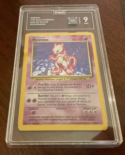 Mewtwo 1999 Base Set 10/102 Holo Unlimited TAG 9