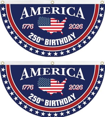 America 250th Birthday Bunting Flag, 1776-2026 Commemorative Patriotic Banner, 2