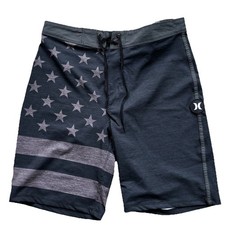 NWT Hurley Sz 29 Board Shorts/Swim Trunks 20 Length Phantom Grey Stars Stripes