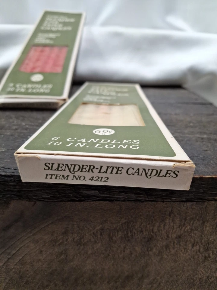 2 Boxes (12) Vintage NIB Candle-lite's Slender Lite Taper 10" Long Red & White - Image 2 of 4