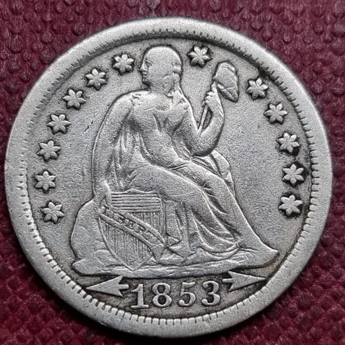 1853 Seated Liberty Dime 10c Better Grade VF #94138