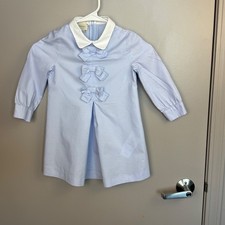 Gucci Girls Bow Dress Size 5 Blue Peter Pan Collar Made in Italy Luxury
