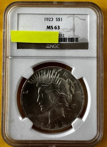 1923-S $1 Peace Silver Dollar  NGC  MS63