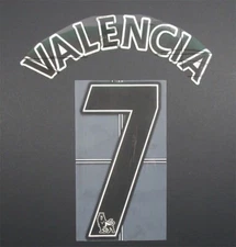 2007 - 2013 OFFICIAL SPORTING ID LEXTRA VALENCIA 7 PLAYER SIZE BLACK NAMESET