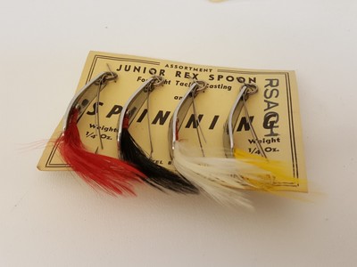 Lot De 12 Leurres De Pêche Vintage Weezel Bait Co - Rex Spoon Ou Junior Rex - Années 40/50 - Neuf Jamais Ouvert