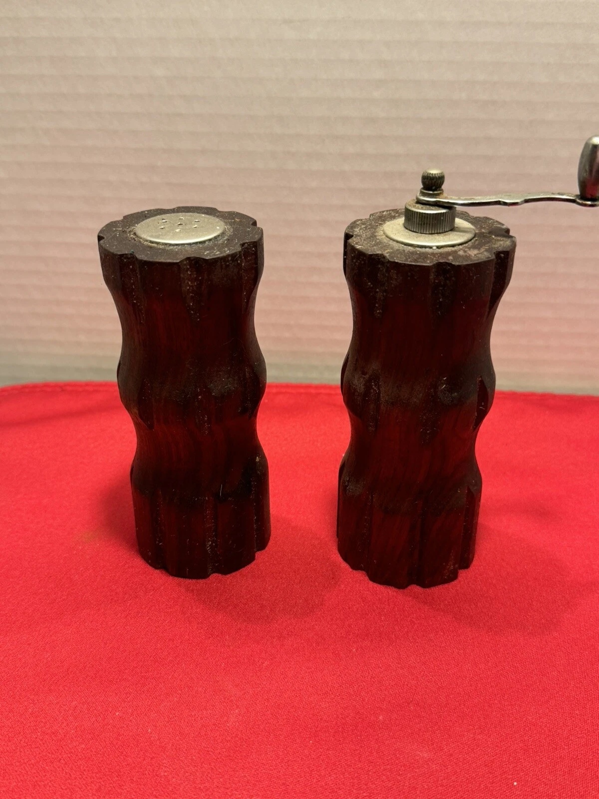 vintage wooden salt and pepper grinders