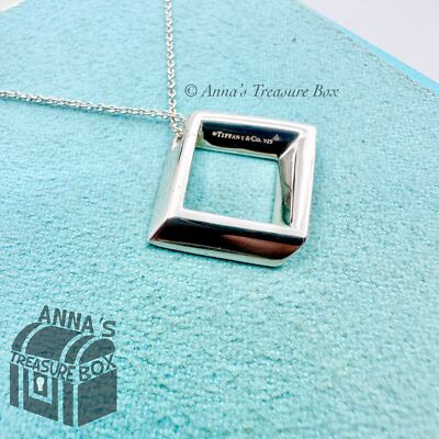 Tiffany & Co. シルバー スクエアペンダントネックレス Tiffany & Co. 925 Silver Square Geometric Pendant 16