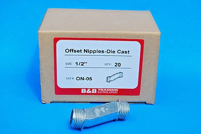 B&B TRADING Box of 20 Pieces 1/2'' Die Cast Offset Threaded Nipples
