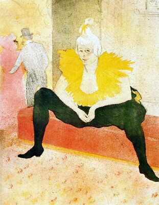 Sitting Clown by Henri de Toulouse Lautrec Giclee Fine Art Print Repro on Canvas