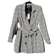 Reformation Cole Washington Plaid Double Breasted Blazer Jacket Dress Size M