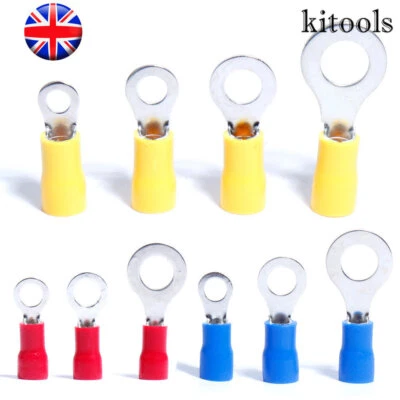 50PCS Insulated Ring Terminals Electrical Splice Crimp Connector Eyelet Terminal