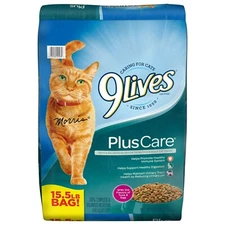 (2pack) 9Lives Plus Care Dry Cat Food With Tuna & Egg Flavors, 15.5 lb Bag