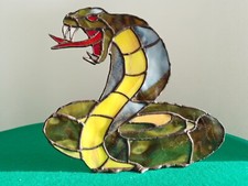 Stained Glass Snake Figurine Elegant Table or Window Sill Decor