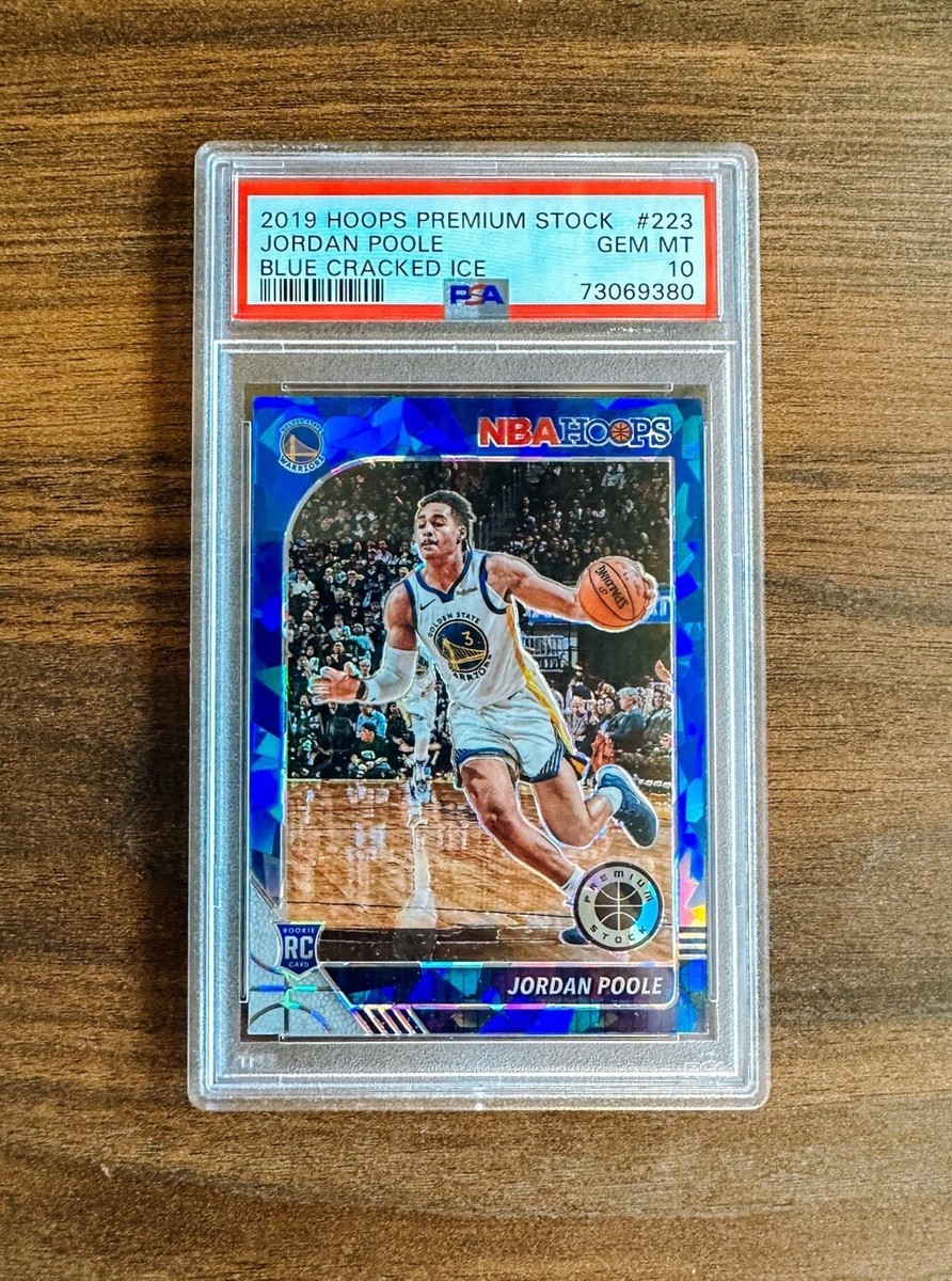 2019 Hoops Premium Stock Jordan Poole Blue Cracked Ice PSA