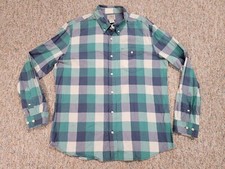 LL Bean Shirt Men Large Plaid Lakewashed Slightly Fitted Button Down Long Sleeve