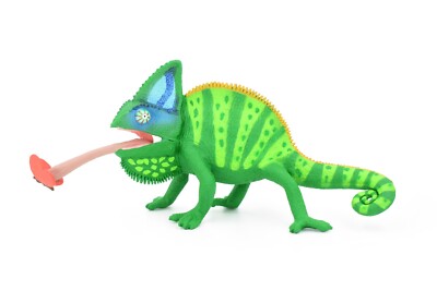 Veiled Chameleon Realistic Model Toy Replica, Rubber Lizard, 9.5