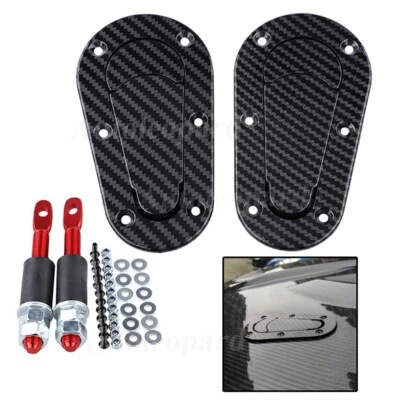 Carbon Fiber Racing Car Bonnet Plus Flush Mount Hood Latch Steel Pin Locking Kit - Bild 1 von 4