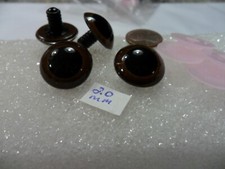Vintage 20 mm Brown Plastic Eyes - 2 Pairs - Japan