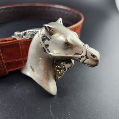 Glen Miller for Ann Turk Alligator Leather Belt Silver Horse  display picture 1