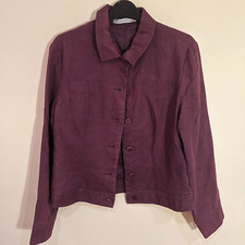 Kookai Women's Vintage Purple Jacket - Uk 12 - 100% Linen Collar Wine Blazer
