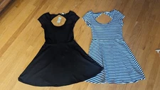 American Eagle Black Skater Dress Small Stretch Cap Sleeve Lot Of Two-New/Used